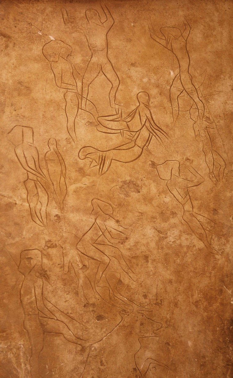 A reproduction of the paleolithical engravings in a cave of Addaura shown in the Museo Regionale Archeologico in Palermo (Wikipedia)