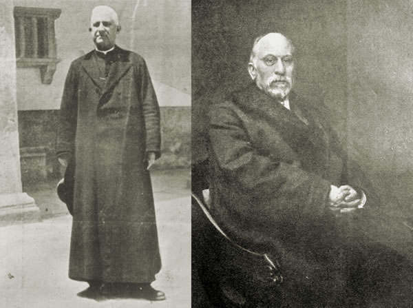On the left Abbot Francesco Samarelli and on the right Senator Angelo Mosso