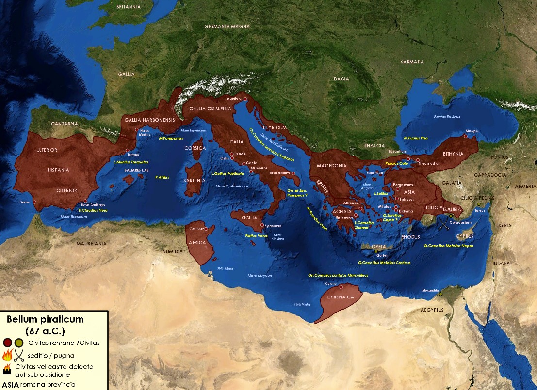 Bellum piraticum 67 BC, Mediterranean Sea