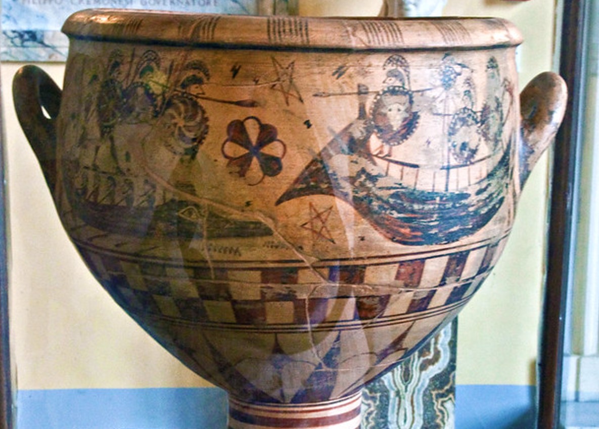 Aristonothos Cratere, 650 BCE. Capitoline Museum, Rome. Aristonothos Cratere with the blinding of Polyphemus and a naval battle
