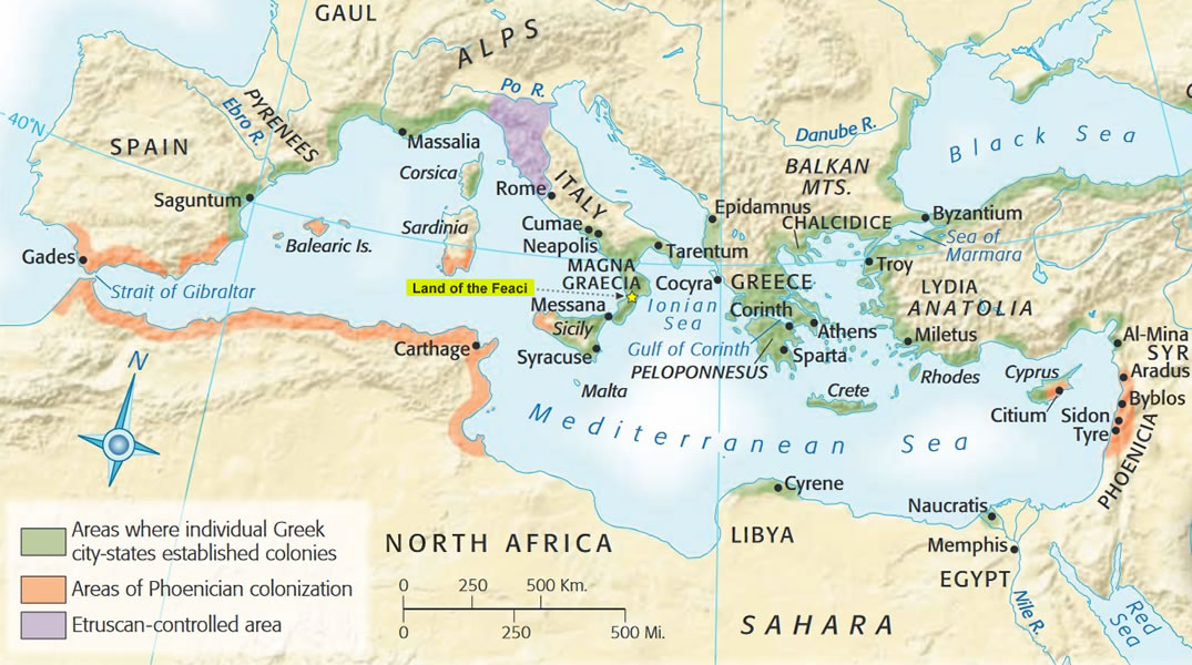 Greek colonization ca. VIII-VI BCE