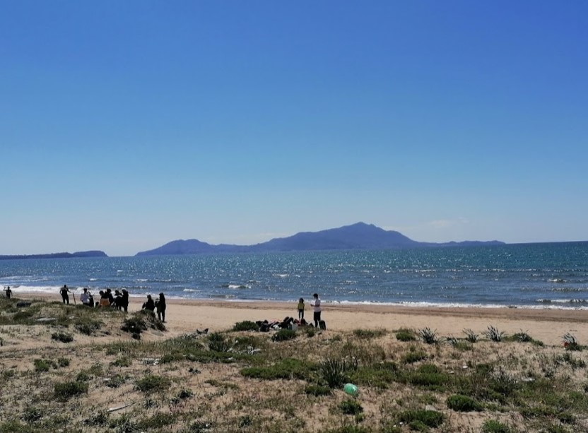Procida Island seen from the beach of Cuma, Naples
