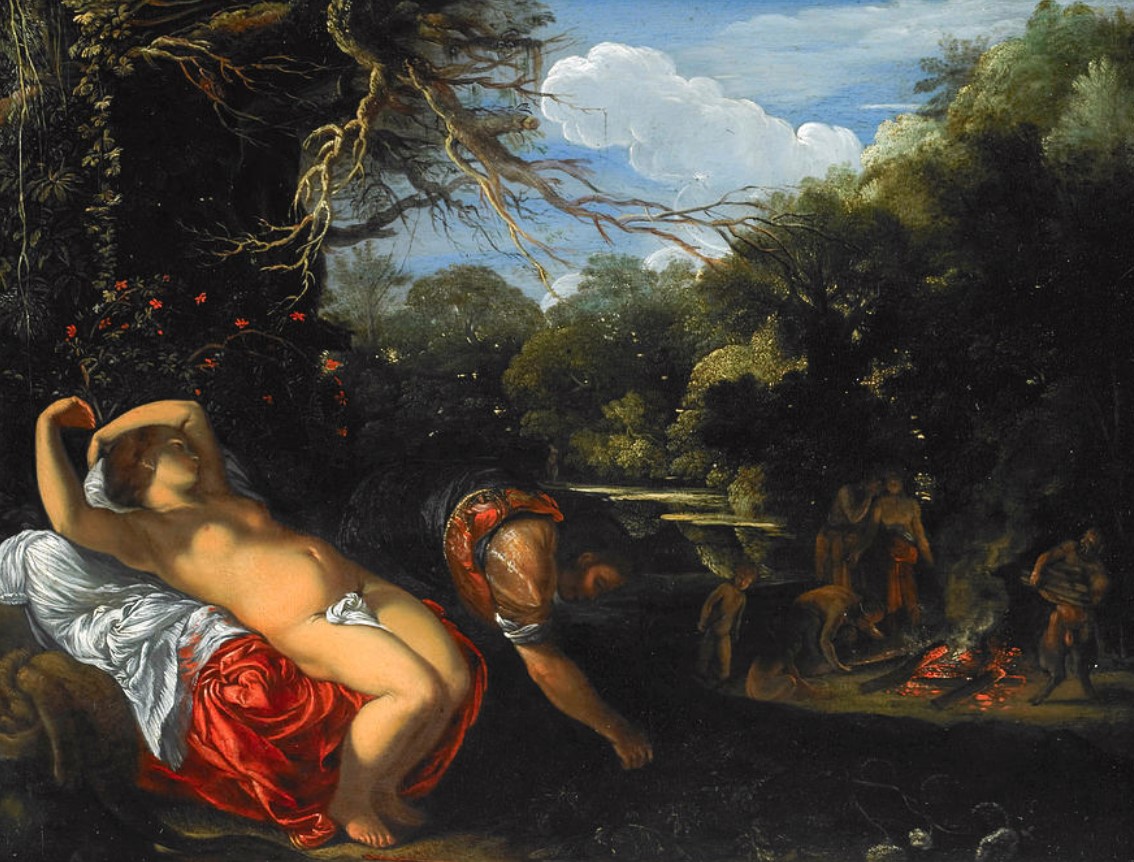 Apollon and Coronis by A. Elsheimer, 1606-1608. Oil on copper, 126 x 174 cm. Walker Art Gallery, Liverpool